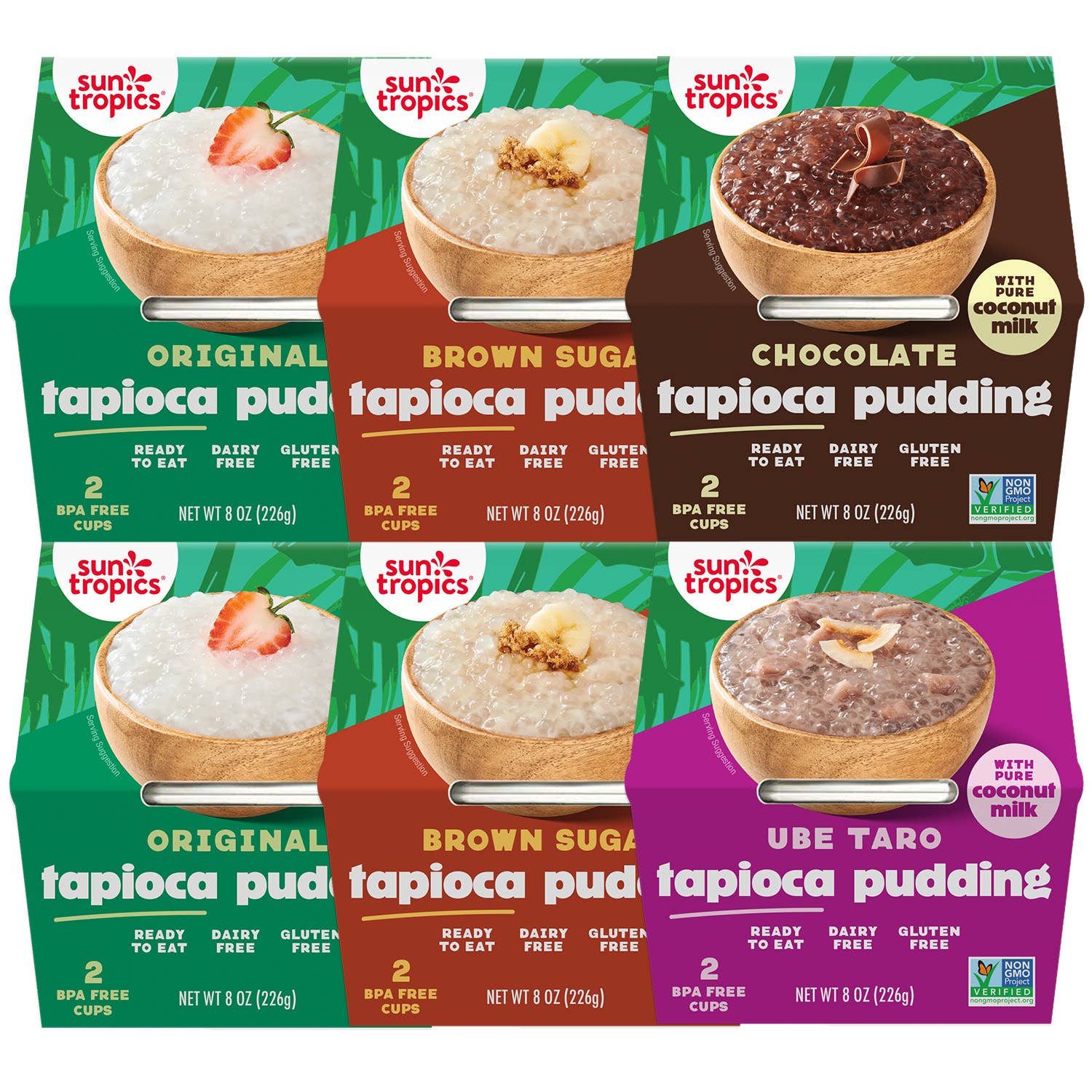 Sun Tropics - Vendita all'ingrosso Budini - Sun Tropics Pudding di Tapioca, Confezione Mista, 6 x 226 g0