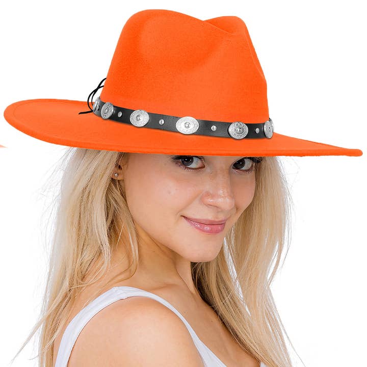 Cap Zone – Fedora - Mulher por atacado – Chapéu de Feltro Rancher de Aba Larga com Cinto de Conchas19