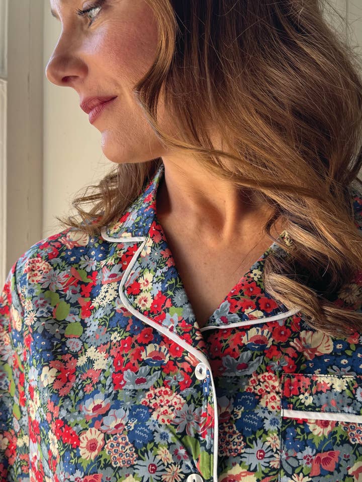 Lime Tree Design - Vendita all'ingrosso Completo pigiama - Donna - Pigiama Liberty Rosso e Blu Thorpe5
