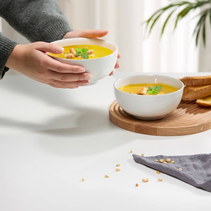 Kook - Wholesale Bowl - Kook Ceramic Cereal Bowls, 20 oz, Set of 4 Marshmallow white