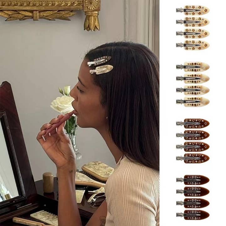 Vintage Floral Resin Hair Clips – Set of 2 for wholesale by LadyJuneAccessories