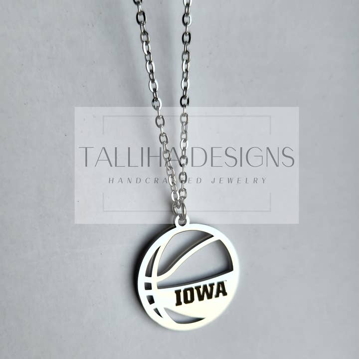 Talliha Designs - Wholesale Pendant/Charm Necklace - University of Iowa Hawkeye Stainless Steel Engraved Necklace