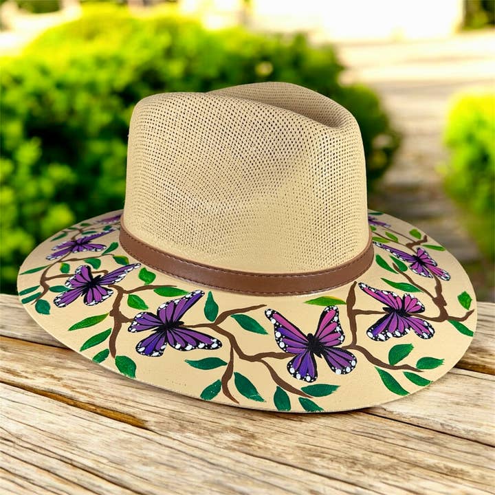 GMCE Global Trading, LLC - Wholesale Fedora - Unisex - Floral Hand-Painted Palm Straw Fedora Hat 2