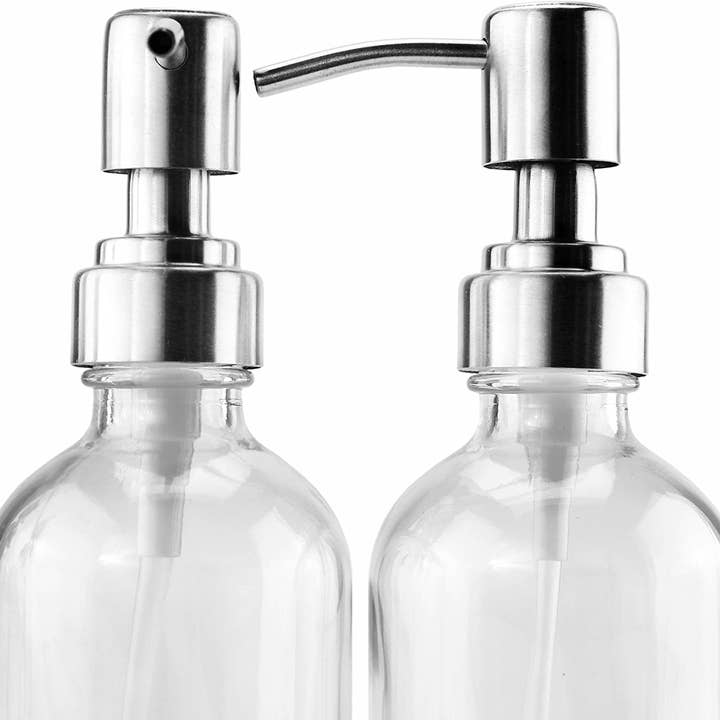 Kurated Korner - Wholesale Soap Dispenser - Cornucopia 8oz Glass Bottles w/ Stainless Steel Pumps (4pk)5