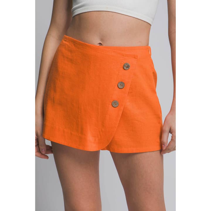 ITSSY - Venta al por mayor Falda pantalón - Mujer - Minifalda de lino con botones laterales7