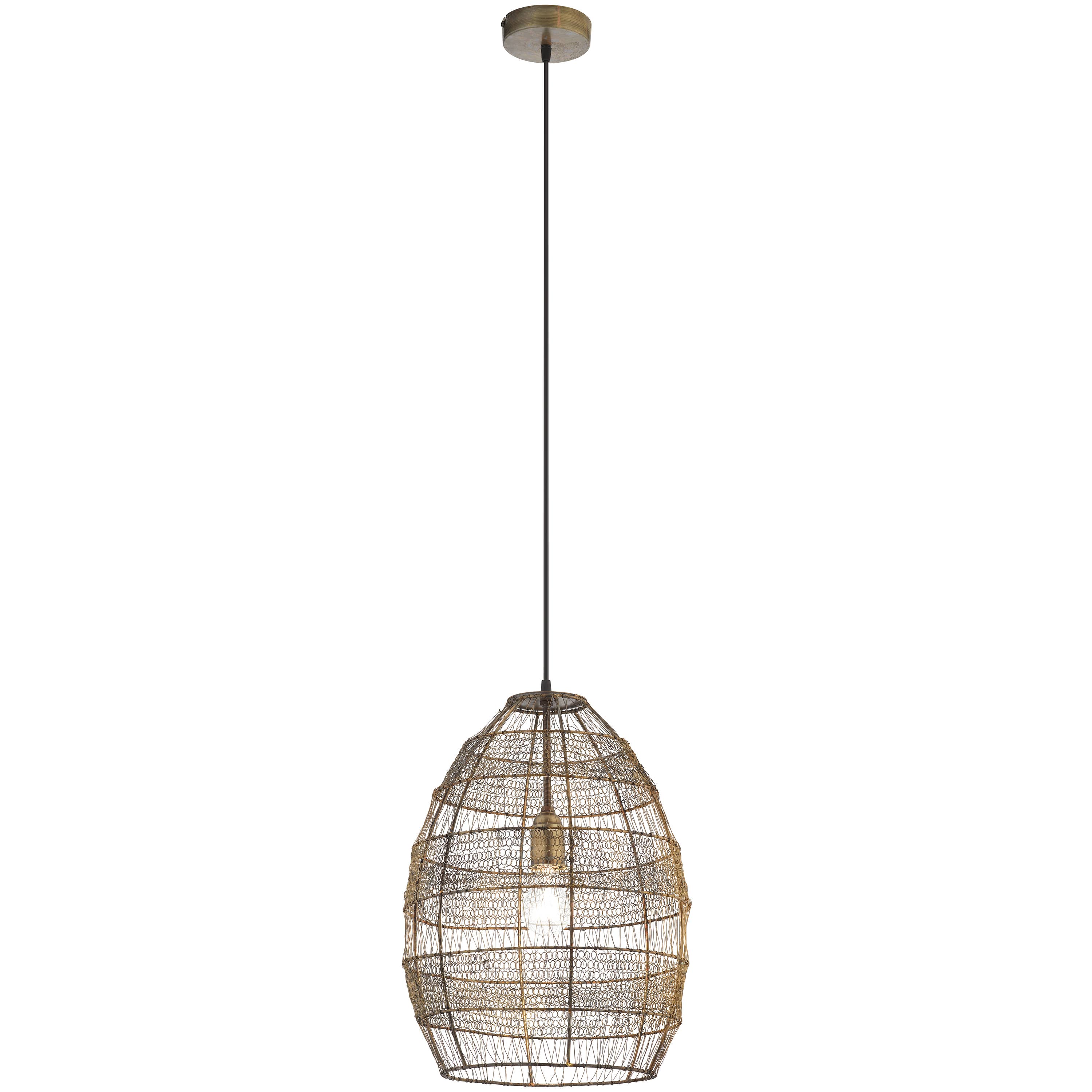 Bronze Lampe suspendue à 1 ampoule Avah Woven Modern Cage de 18,5 po de hauteur en vente sur Faire1