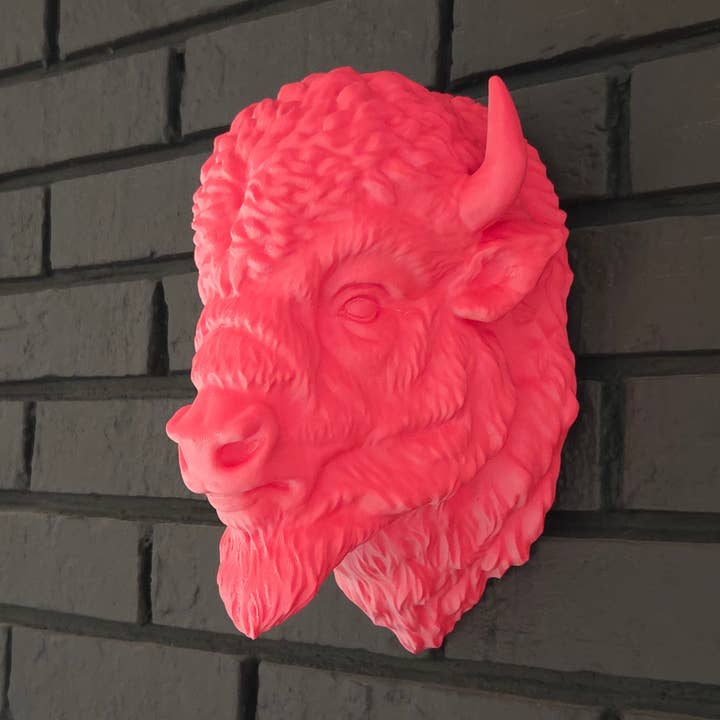 Icy Pink Wall Mounted Bison Head for wholesale by ModoWorks