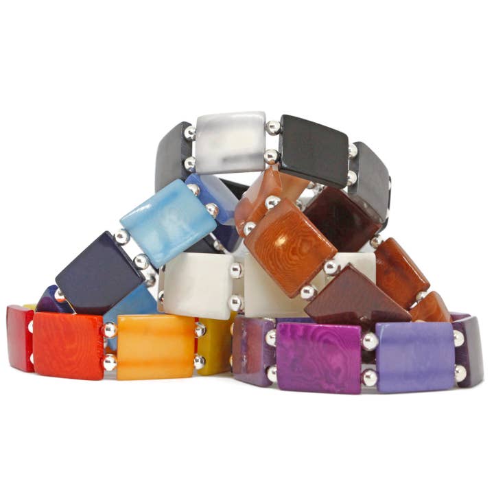 1Z Ombre Tagua Stretch Bracelet 6 Pack for wholesale by Sea Ranch Jewelry