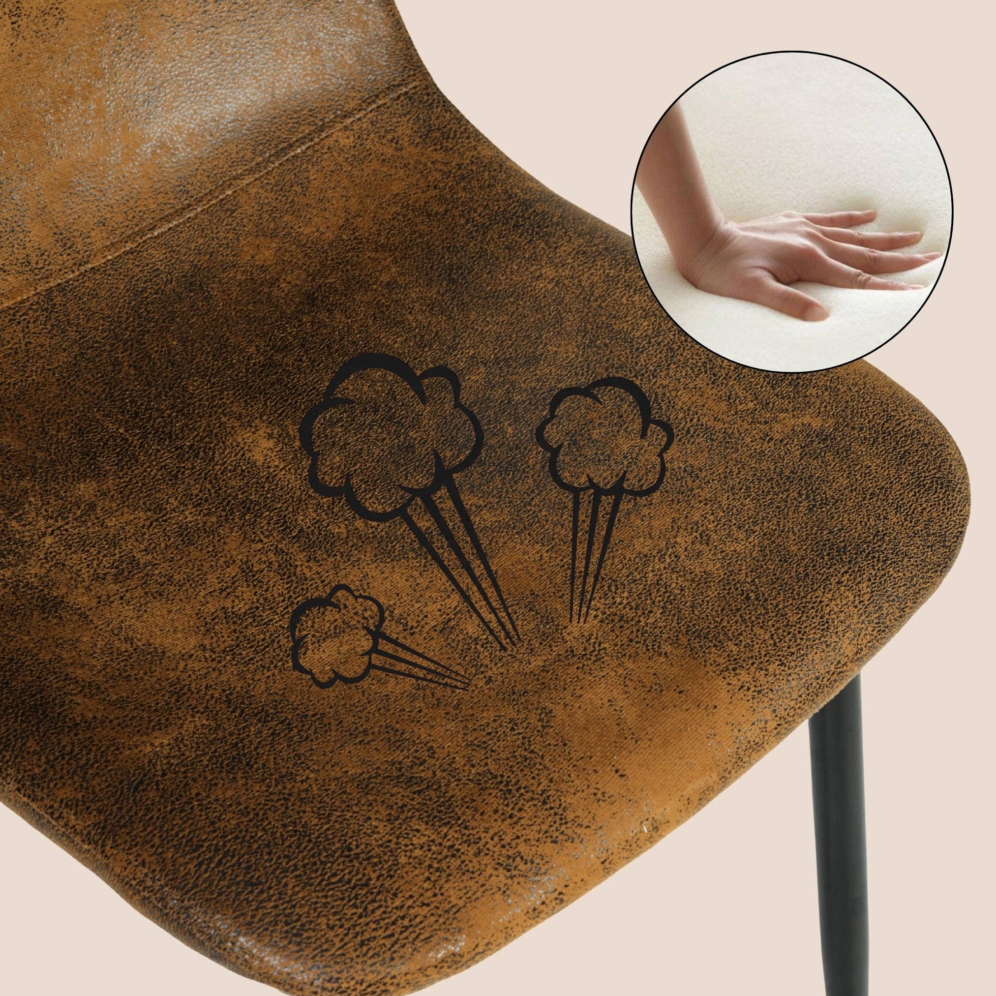 Urban Meuble – wholesale Stol – Set med 4 vintage skandinaviska matstolar i retro brunt mocka CHARLTON SUEDE BROWN25