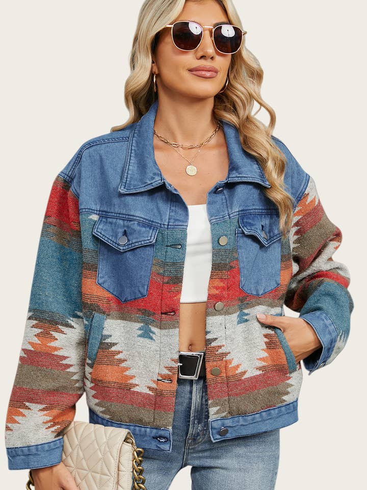 Washed Colorblock Denim Jacket for wholesale by Aria Romance