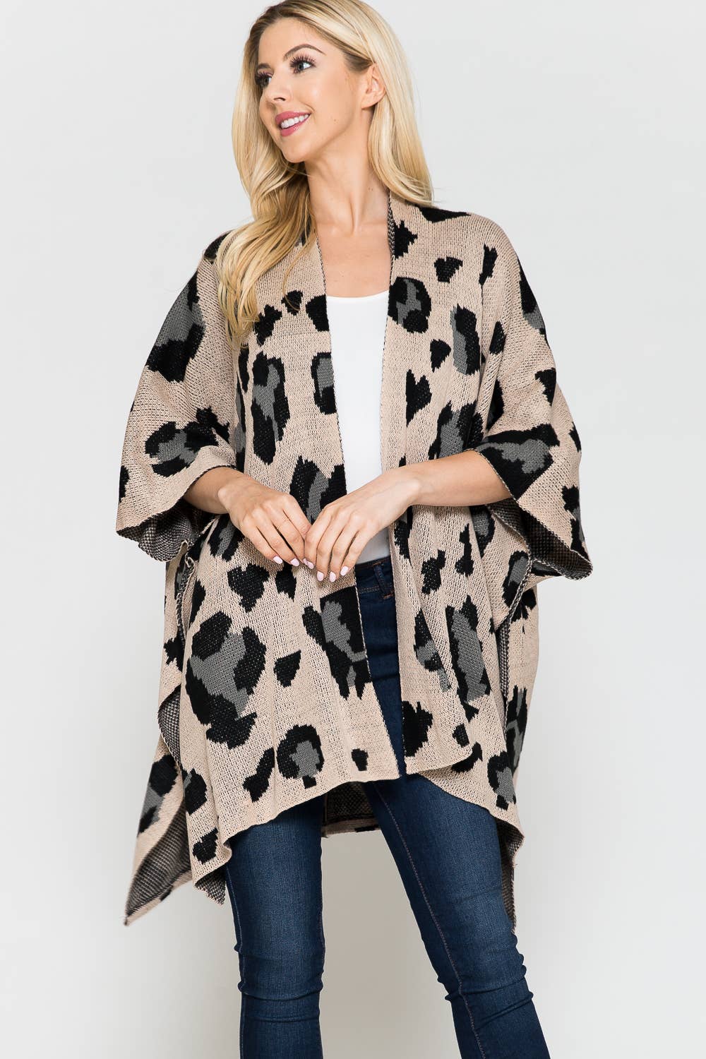 Justin & Taylor - Vendita all'ingrosso Kimono - Donna - Cardigan kimono Clarabelle con stampa leopardata7