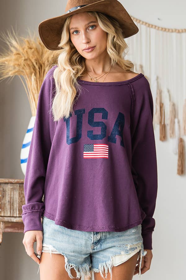 PURPLE T1139-1B Graphic Semi- Crop Top, Gameday for wholesale on Faire3