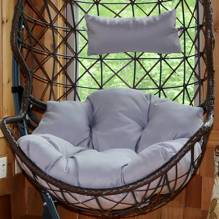 Sunnydaze Decor - Wholesale Chair Cushion - Danielle Egg Chair Replacement Seat and Head Cushions - Gray