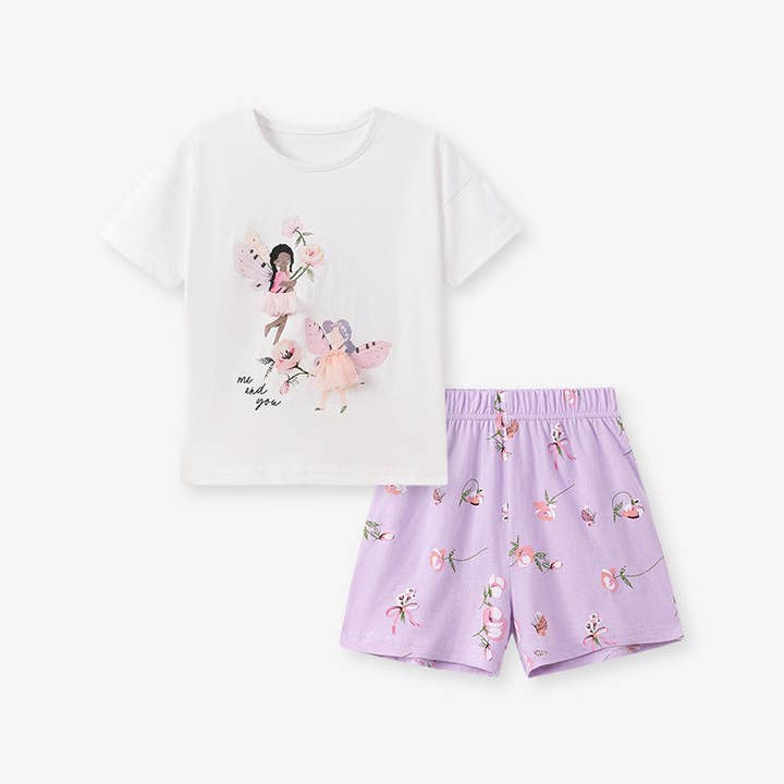Summer Hot Selling Baby Kids Girls Short Sleeves Cartoon Pattern T-shirt and Floral Pants Clothing Set for wholesale by MyKids-USA®