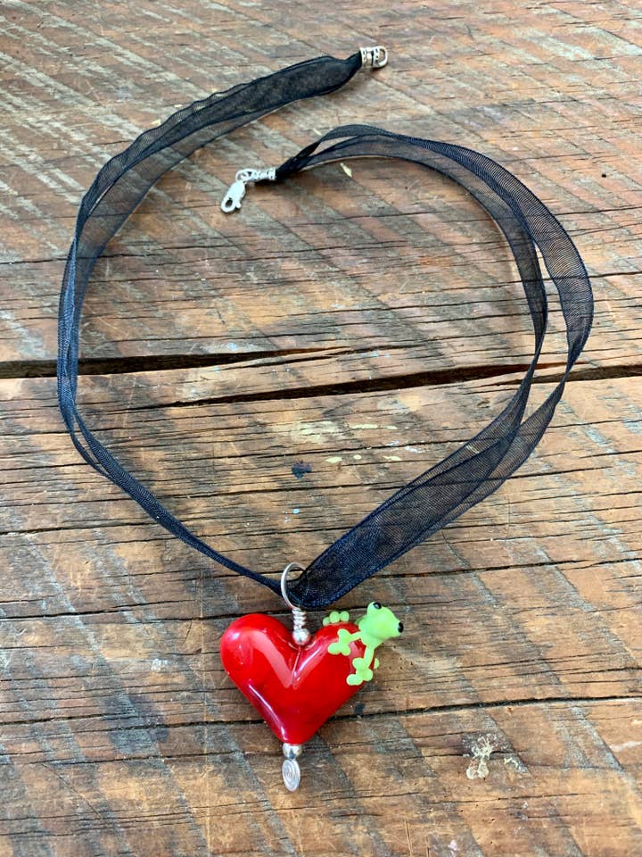 Froggy Heart Pendant for wholesale by Annie Did It!
