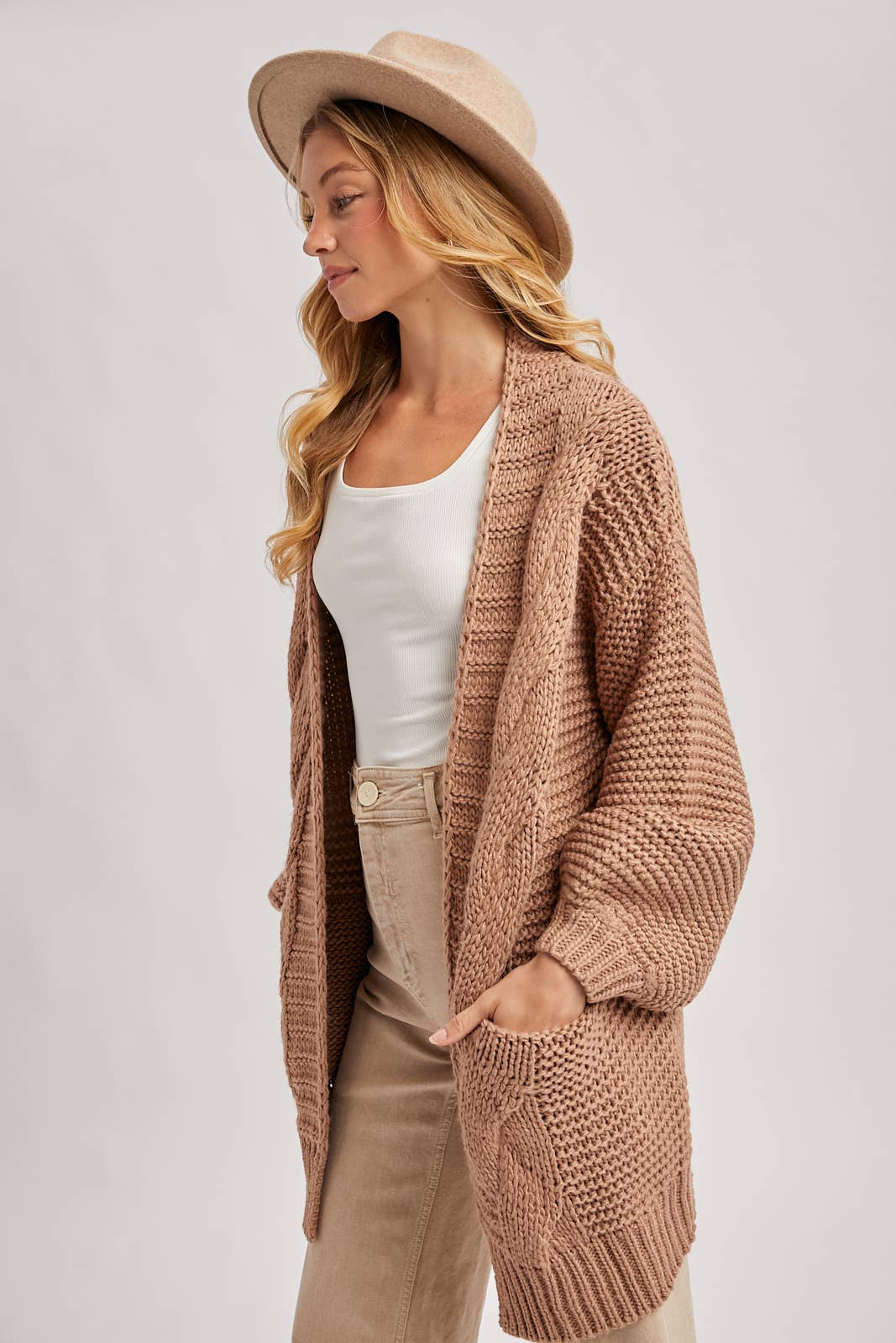 Bluivy - Vente Cardigan – femme - CARDIGAN À MANCHE LANTERNE À CÂBLE36