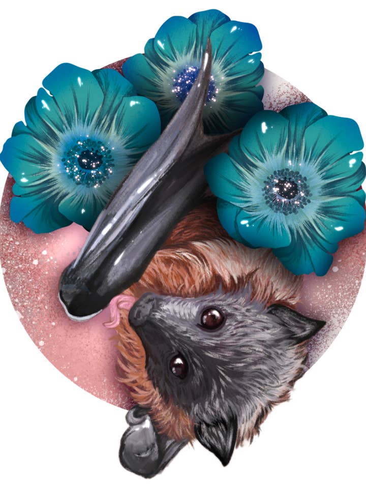 Bedårande hängande Baby Bat Glossy Vinyl Klistermärke för wholesale av Lil Biscuits Design