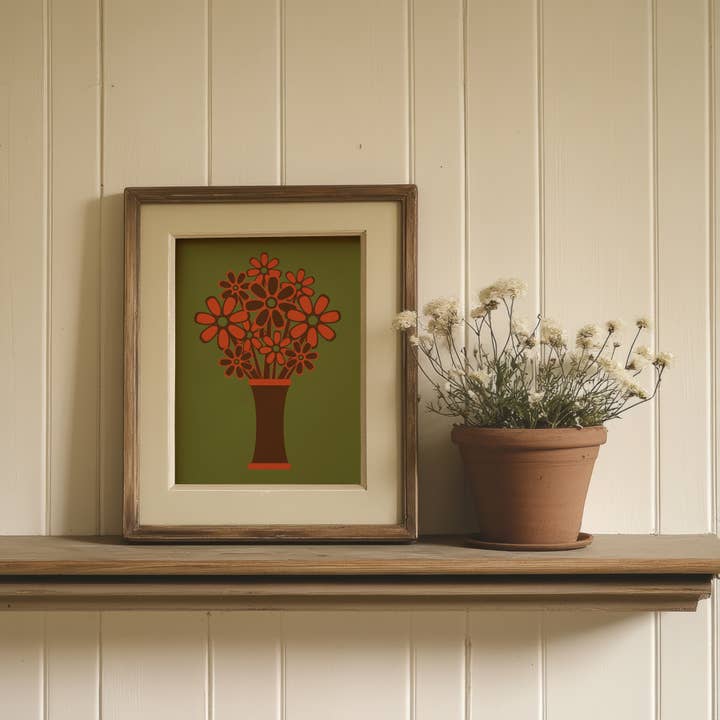 GiGi Thomas Designs - Wholesale Art Print - Brown Vase Orange Flowers Print2