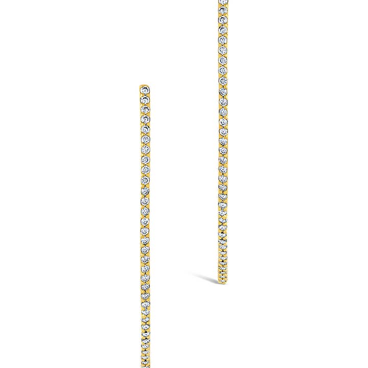 Sterling Forever - Wholesale Hoop Earrings - Isolde CZ Bar Threader Hoop Earring8