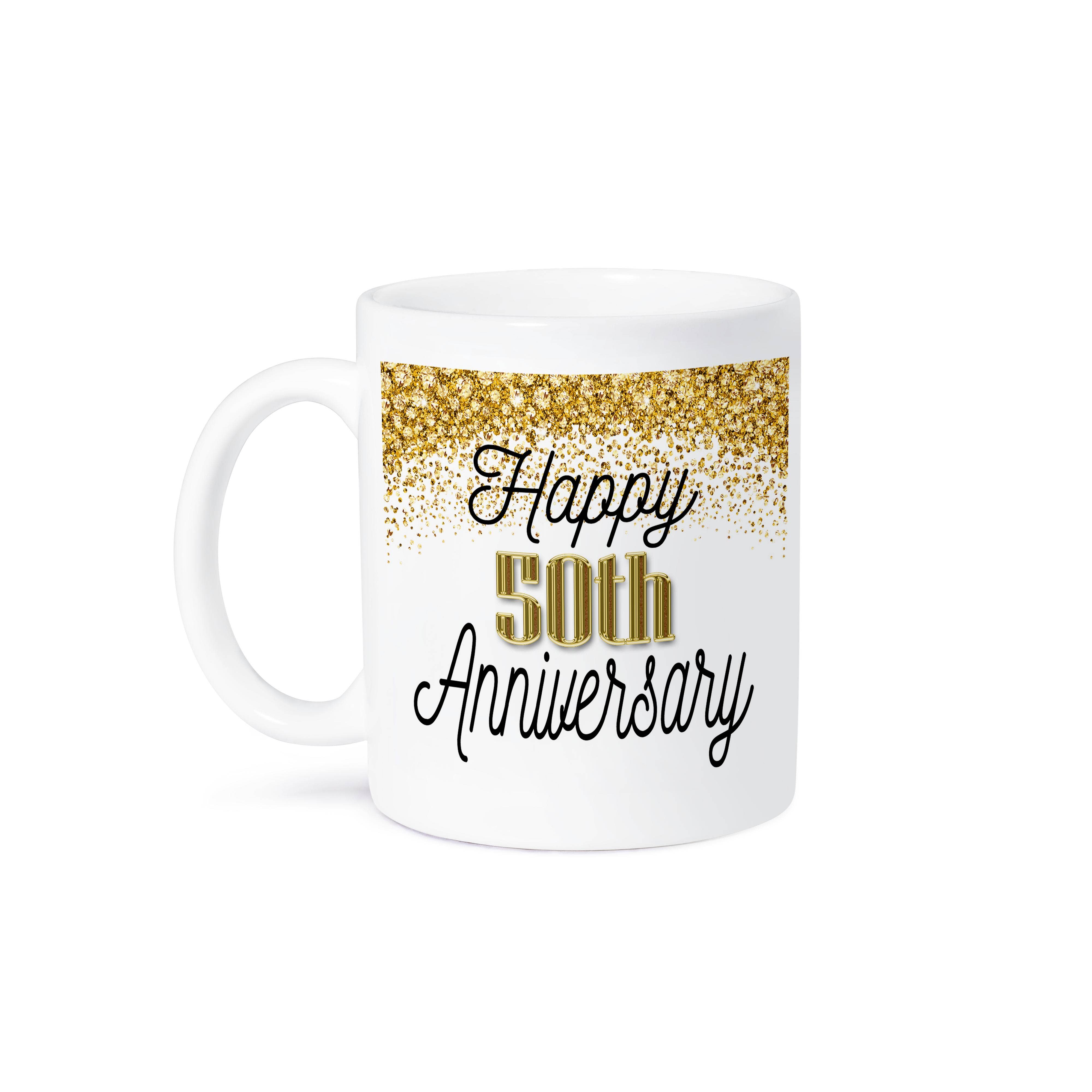 3dRose - Wholesale Coffee Mug - 3dRose, Happy 50th Anniversary Image Of Gold Image Of Diamond Glitter, Mug8