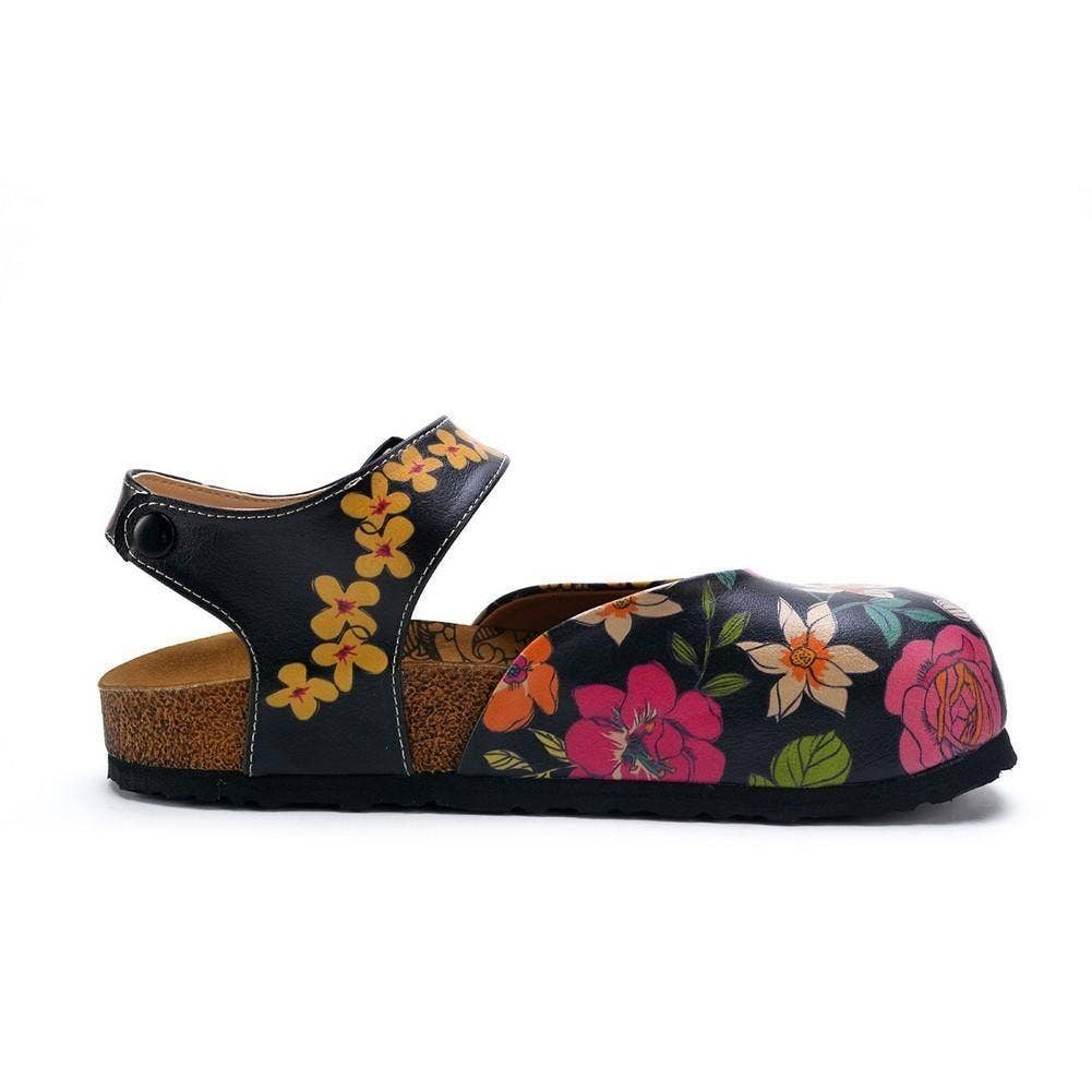 Goby - Wholesale Clogs - Women's - Roze, witte, oranje bloemen en blauwe, groene bladpatroon klompen - CAL16093