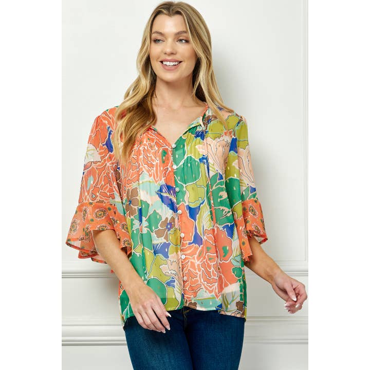 CHEMISIER PAYSAN IMPRIMÉ TRANSPARENT MISSY COU95L78 pour la vente par Winslow Collection