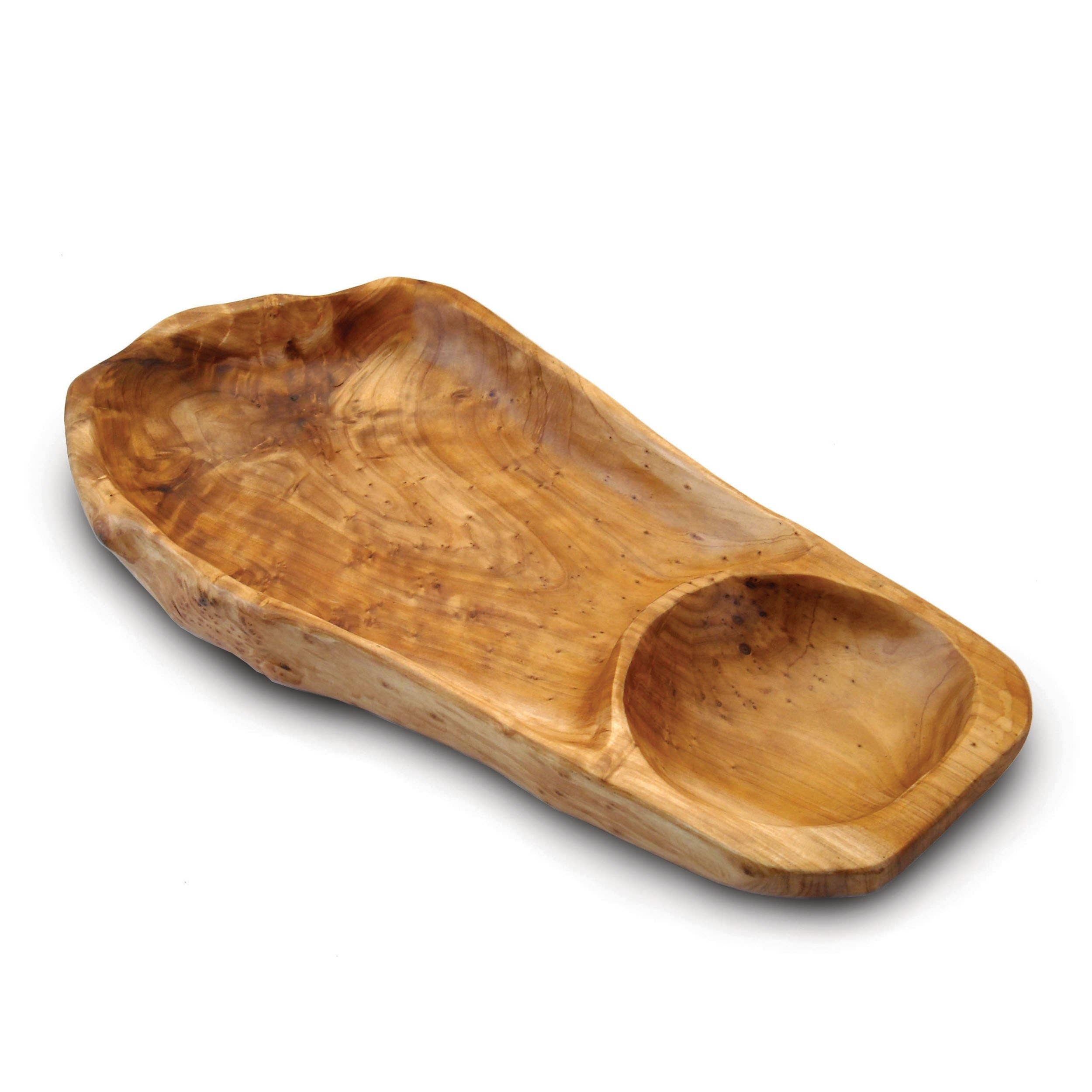 Enrico – wholesale Tallrik – 14" Rotträ Trächip & Dippfat – Rustikt Handgjort1