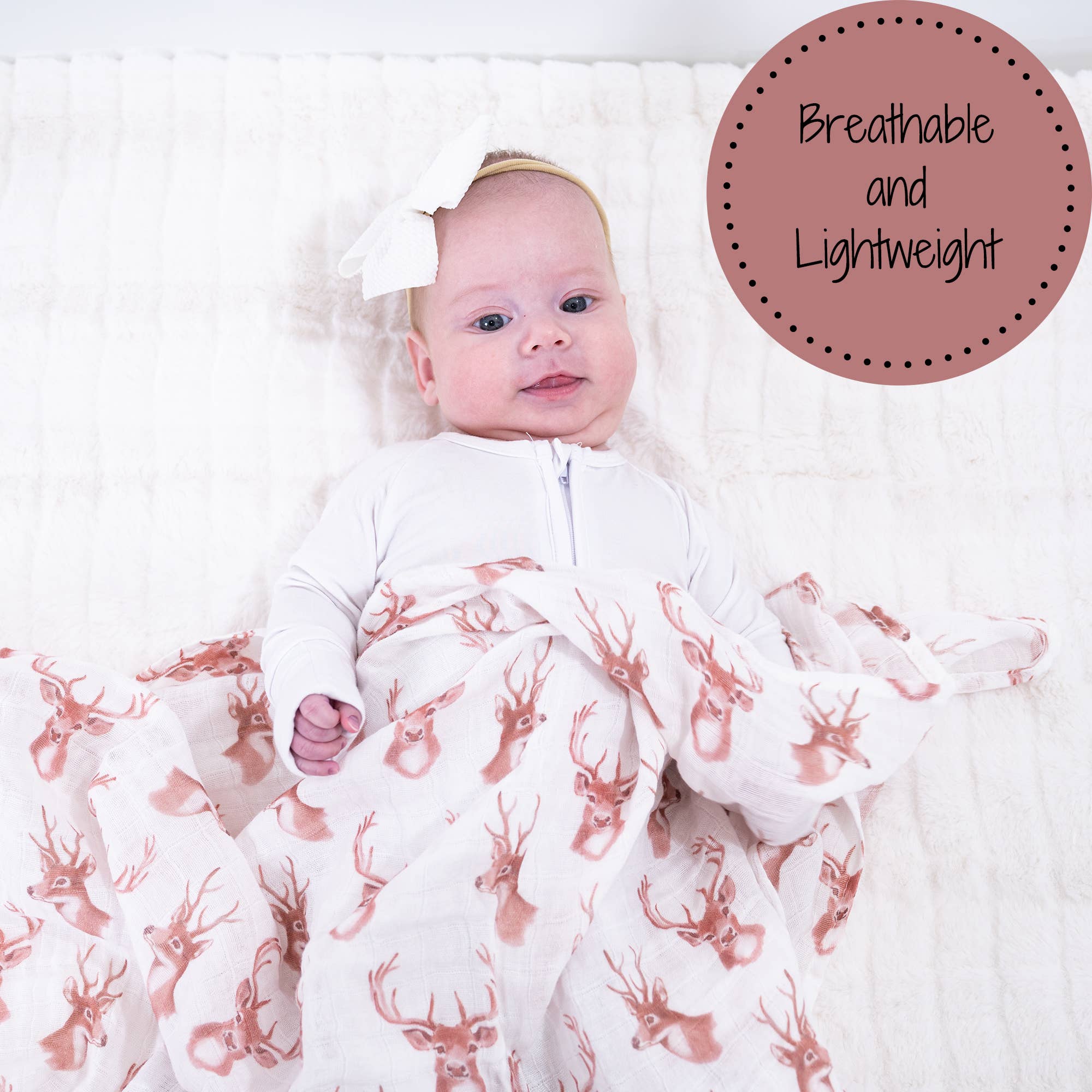 LollyBanks – Swaddle - Bebé por atacado – Oh Deer Baby Manta de Musselina 100% Algodão 120x120 cm2