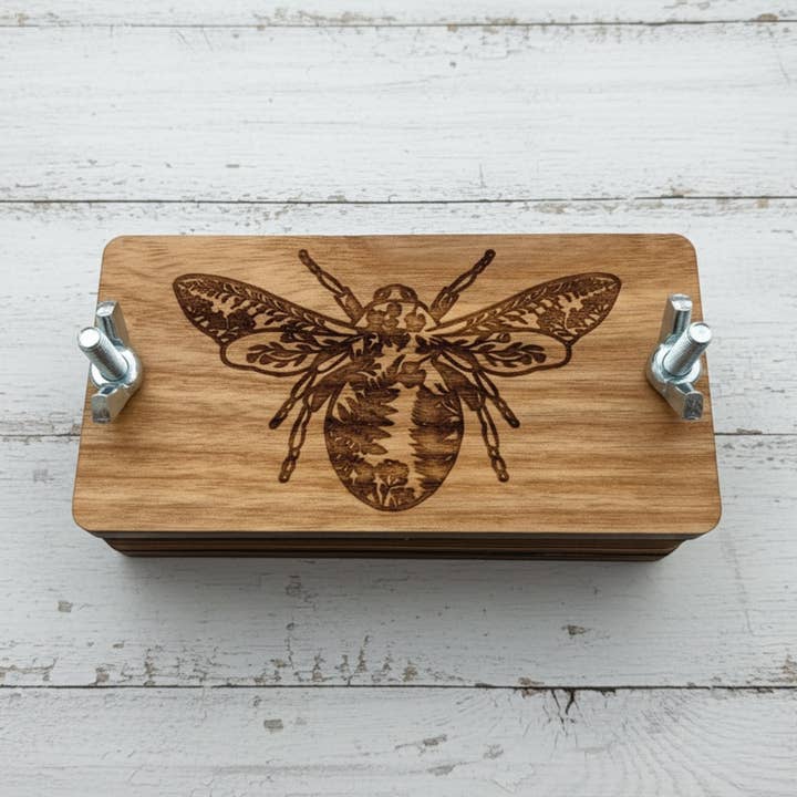 Mini Flower Press with Floral Bee Design for wholesale by The Savvy Spade