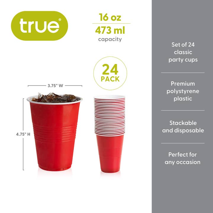 TRUE - Wholesale Disposable Cup - Party Disposable Plastic Cups Pack of 24 Red or Blue14