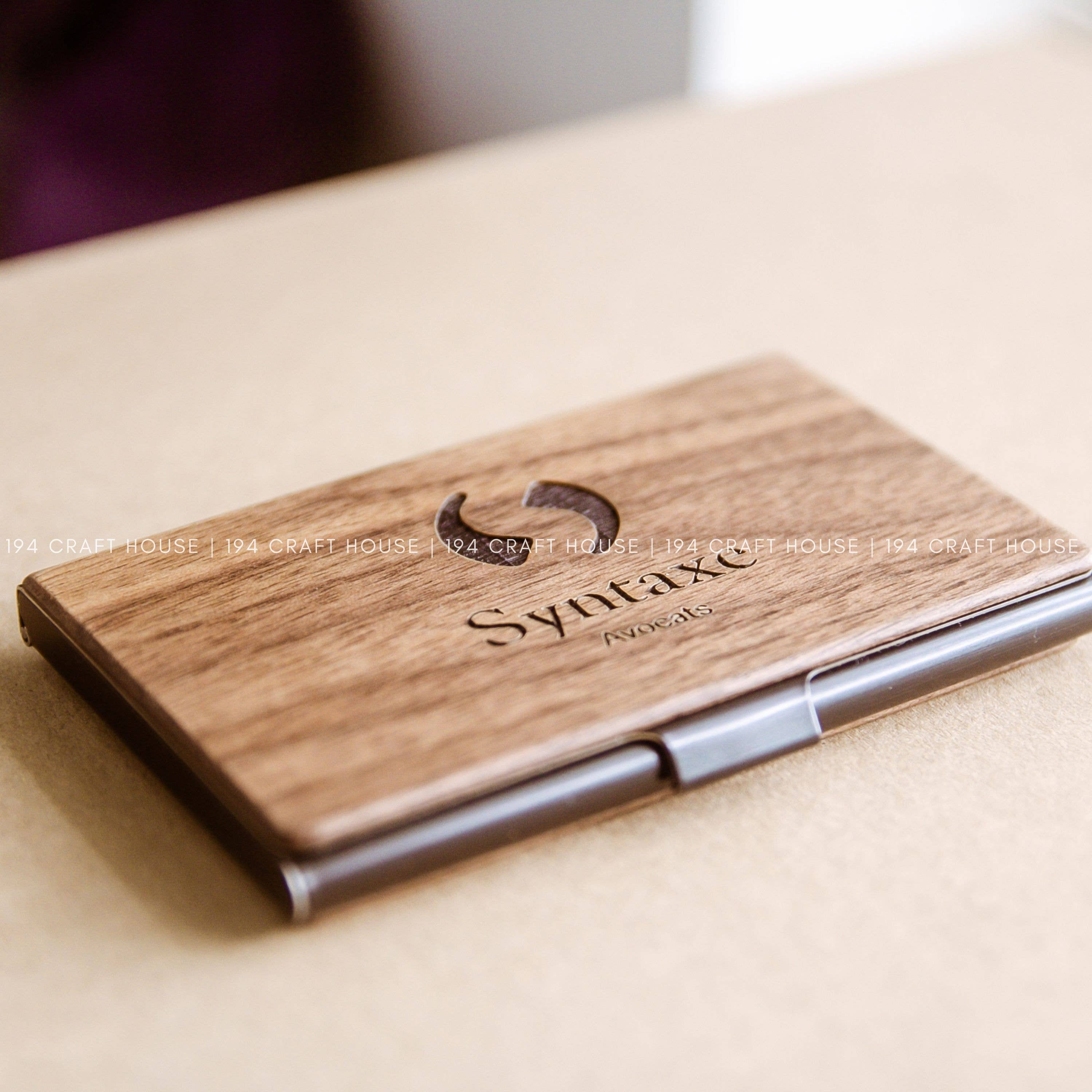 194 Craft House - Vente Support pour cartes de visite - Porte-cartes de visite en bois d'érable - Porte-cartes en bois7