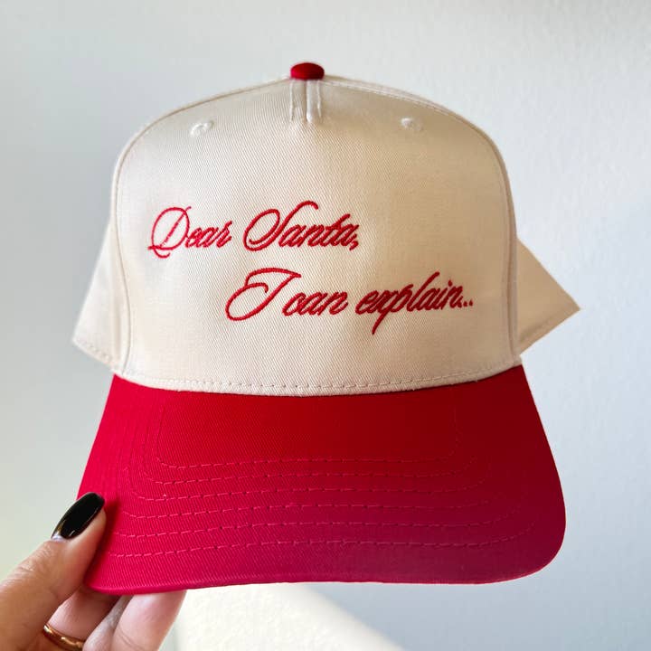 EMBROIDERY BABE DESIGN CO - Wholesale Trucker Hat - Women's - Dear Santa Embroidered Canvas Trucker Hat0