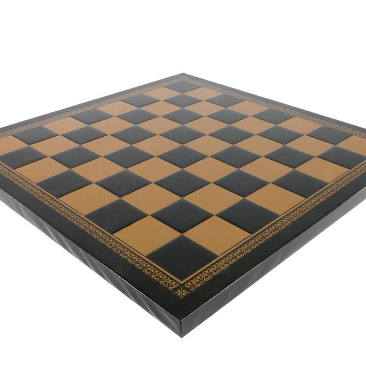 Tabuleiro de xadrez - Tabuleiro de xadrez de couro sintético preto e dourado de 13” por atacado de WorldWise Imports
