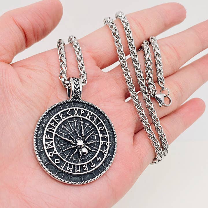 Viking Rune Spider Stainless Steel Pendant Necklace - MJ/MNP for wholesale by Mio Queena