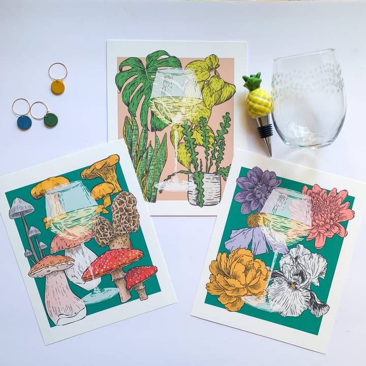 Bean Horse Car Designs - Wholesale Art Print - Wine and Houseplants Art Print1