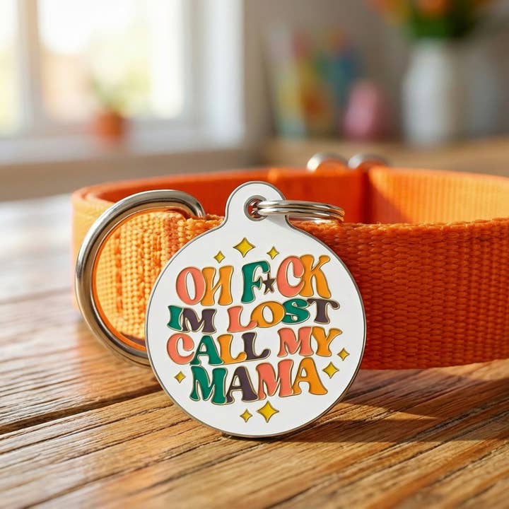 Bad Tags - Wholesale Pet Identification Tag - Cat/Dog - Enamel Dog Tag w/ Scannable Pet ID - F*ck I'm Lost Call Mama1
