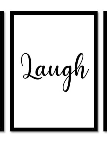 Set of 3 A5 Black Framed 'Live, Laugh, Love' Quote Wall Art for wholesale by Second Ave Gift Company