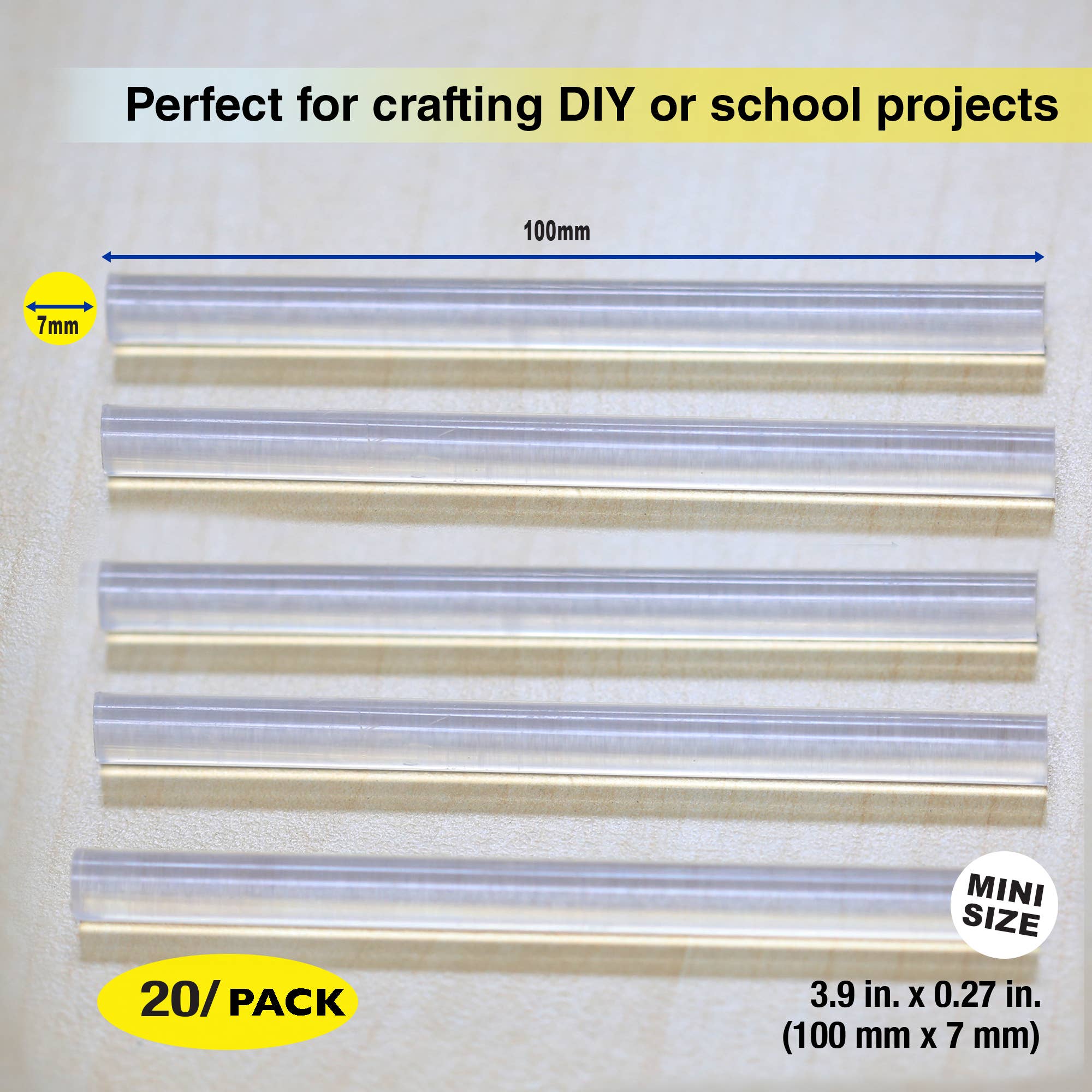 BAZIC Products - Vente Colles - Bâtonnets de colle thermofusible à double température. Mini 3,9 po x 0,27 po (20/boîte)1