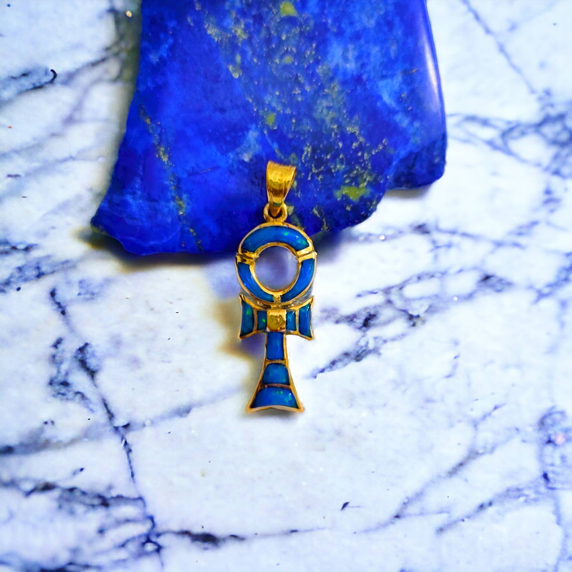 ALADDIN'S LAMP JEWELRY - Wholesale Individual Charm/Pendant - Gold  Key Of Life Ankh Opal Pendant6
