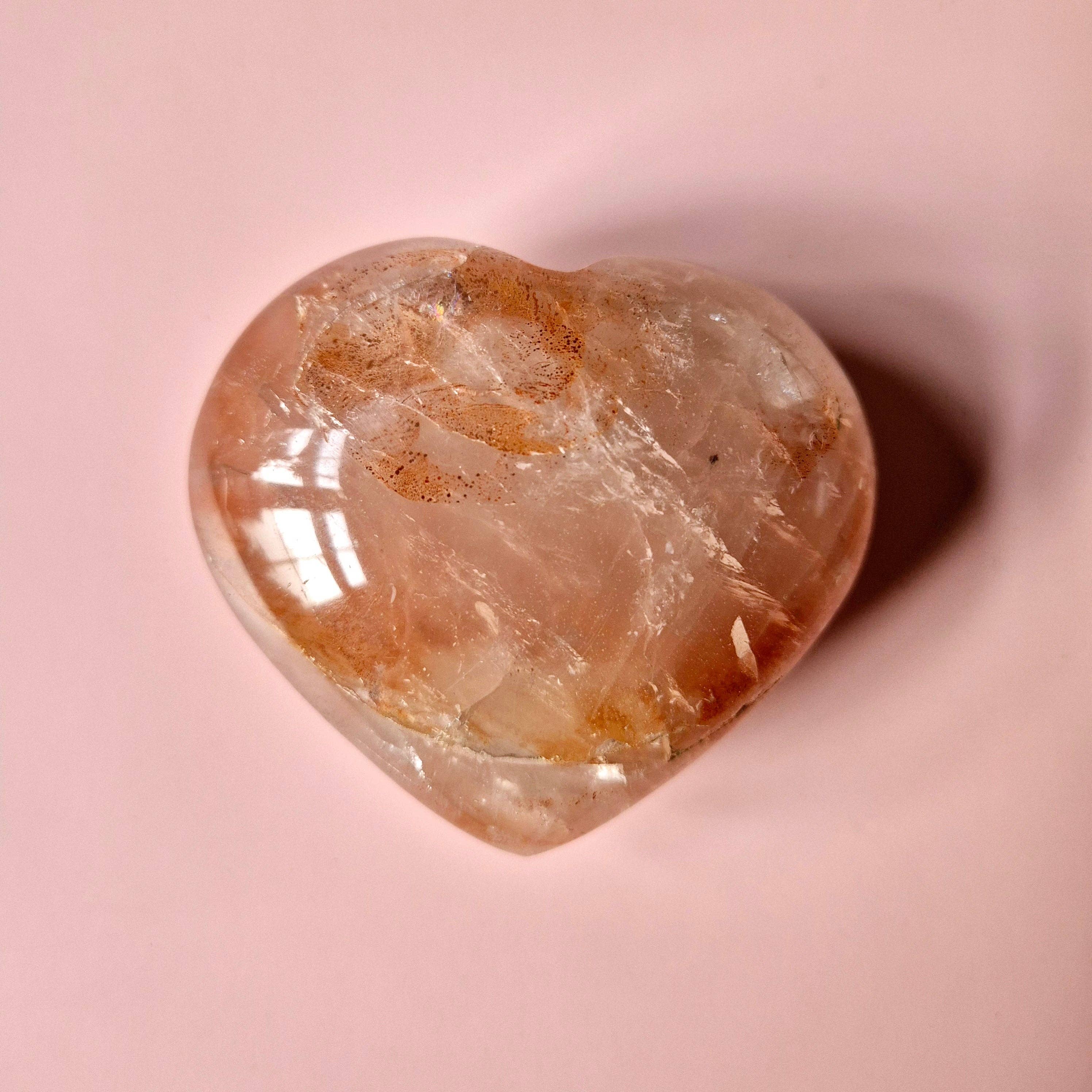 Moonlight Gemstones - Venta al por mayor Piedras/cristales espirituales - Corazones grandes de cuarzo fuego con piedra preciosa (El regalo perfecto para San Valentín) Cuarzo hematóide10