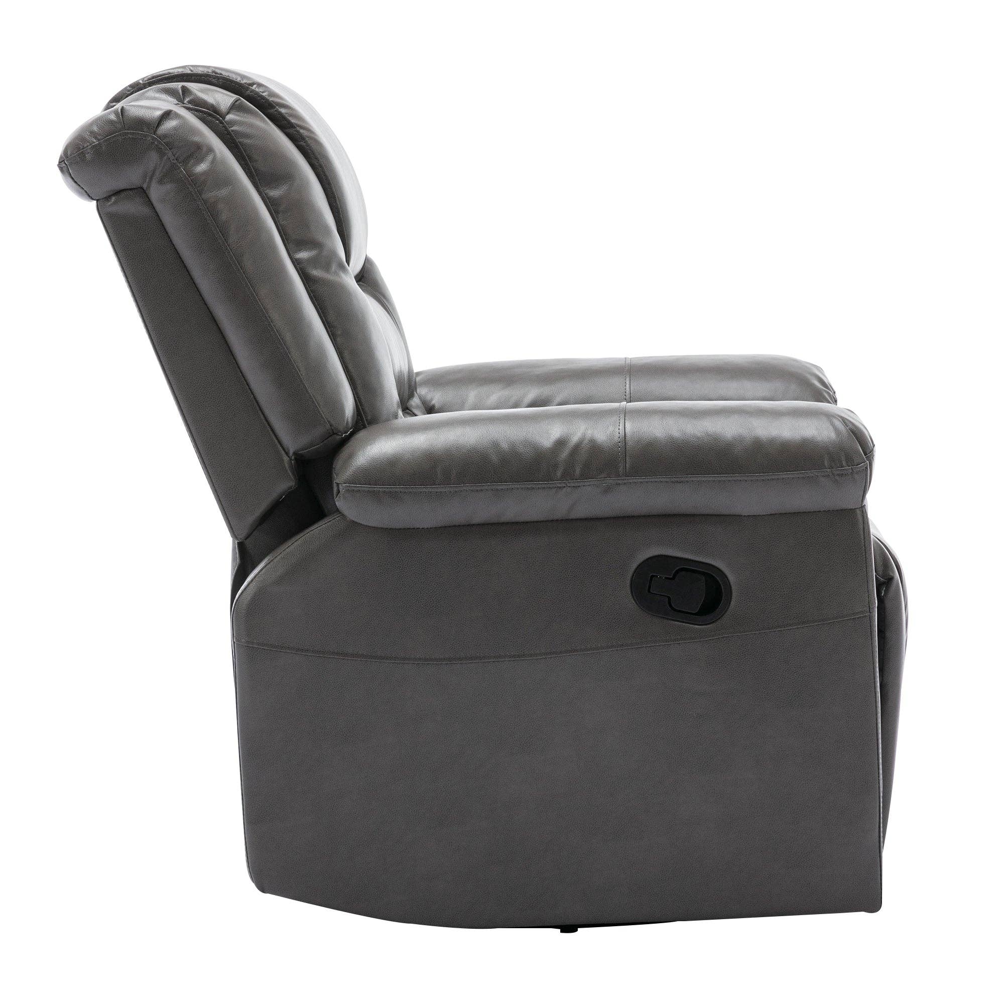 Orange County Decor - Wholesale Chair - 360 Swivel And Rocking Home Theater Recliner Manual Recliner Chair With Wide Armrest For Living Room,Bedroom, Grey Grey Foam Pu22