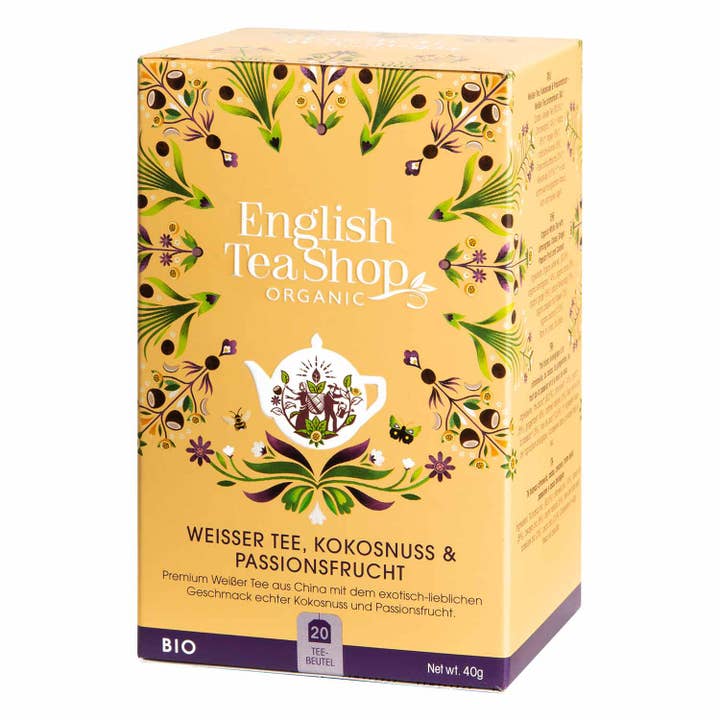 ETS - Té blanco, coco y maracuyá, BIO, 20 bolsitas de té para venta al por mayor de English Tea Shop