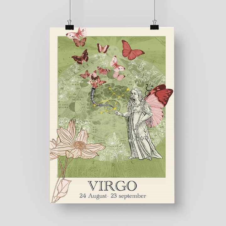 Affiche du signe astrologique de la vierge - A3 pour la vente par sidonie blondel