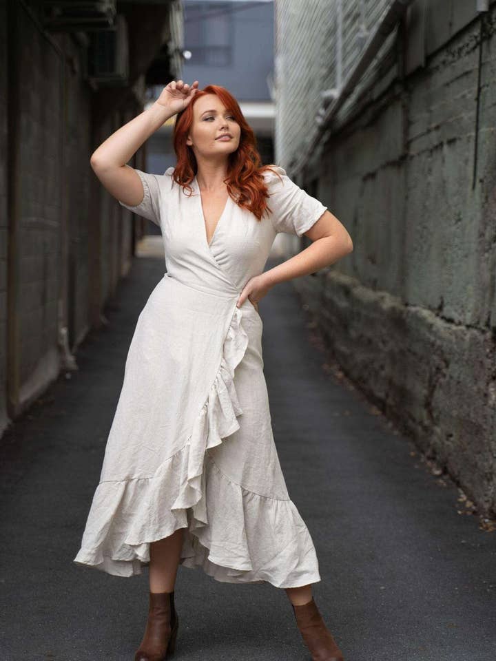 The Mya Dress ~ Natural for wholesale by Luna + Sun the Label