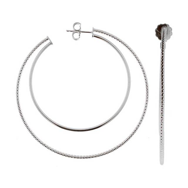 Orecchini a cerchio in argento rodiato liscio e rodiato per la vendita all'ingrosso da parte di ORUS BIJOUX