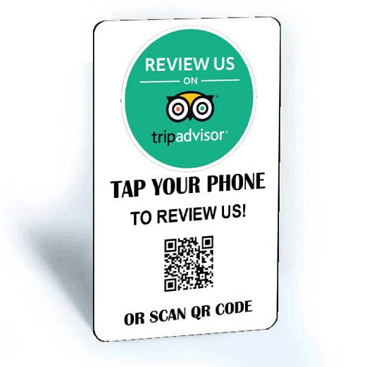 Tik en deel de contactloze Smart NFC-kaart met 'Bekijk ons op Trip Advisor'-kaart + QR-code voor wholesale door Tap and Share