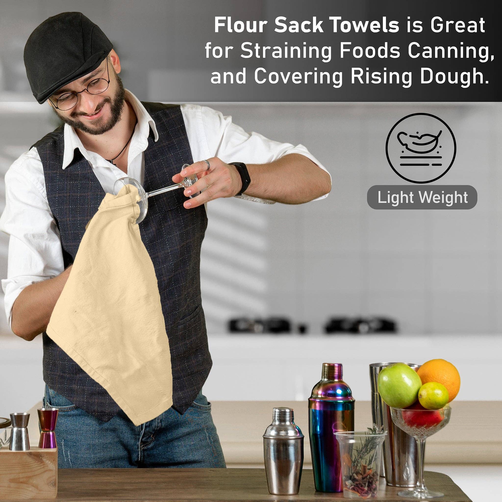 Ruvanti - Wholesale Tea Towel - 12-Pack Flour Sack Dish Towels, 100% Cotton, 28x28 Inches7