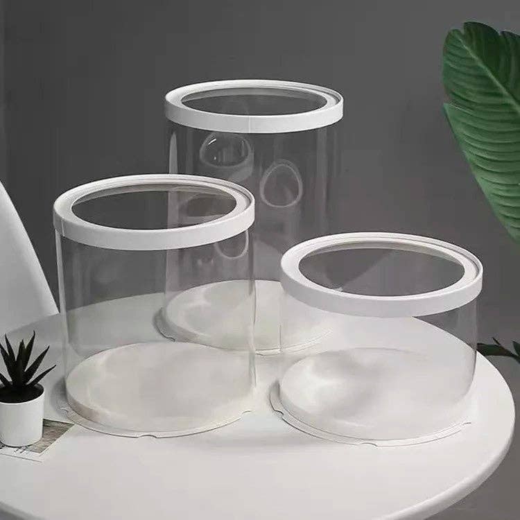 Elegant Design Supply – wholesale Cake stand – Round Tall Transparent Clear Box with base and CLEAR Lid2