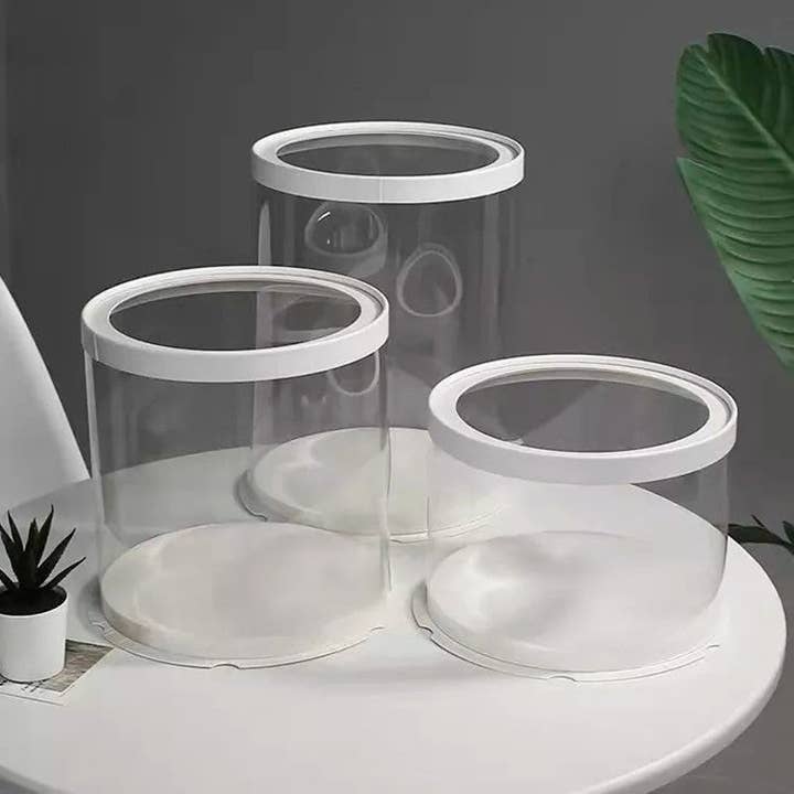 Elegant Design Supply – wholesale Cake stand – Round Tall Transparent Clear Box with base and CLEAR Lid2