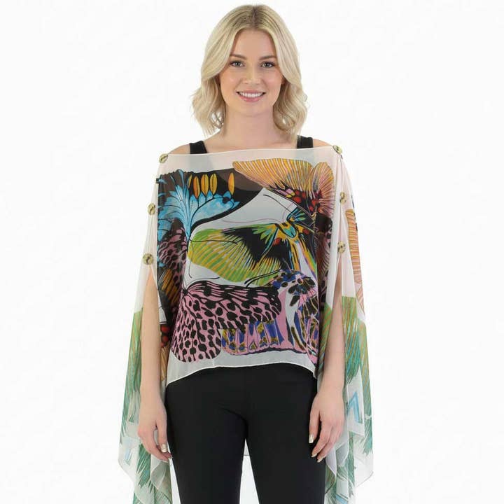 The Magic Scarf Company - Vendita all'ingrosso Poncho - Donna - Poncho/Cappa setosa con sei bottoni13